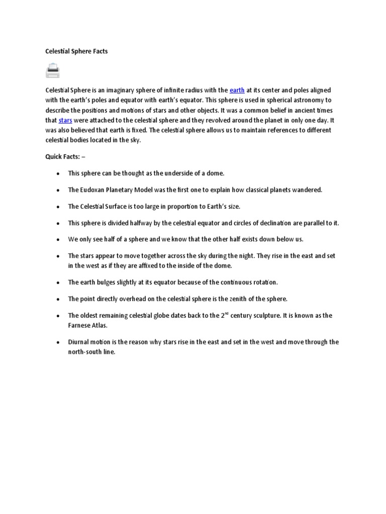 Celestial Sphere Facts | PDF