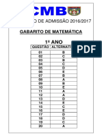 Colegio Militar de Brasília Prova de Matemática 2017 Gabarito PDF