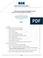 Ley 2-2007, de 27 de Marzo, de Fomento de Las Energías Renovables y Del Ahorro y Eficiencia Energética de Andalucía