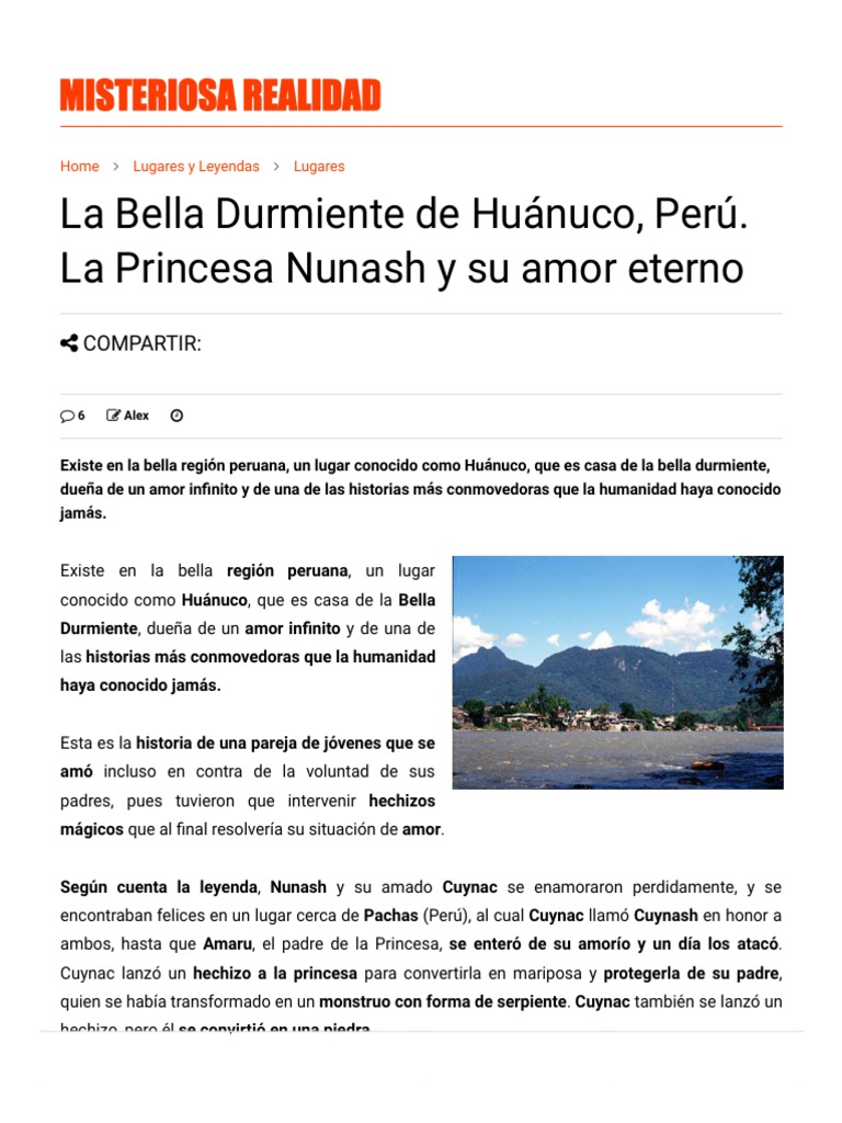 La Bella Durmiente De Huanuco Peru Pdf Amor