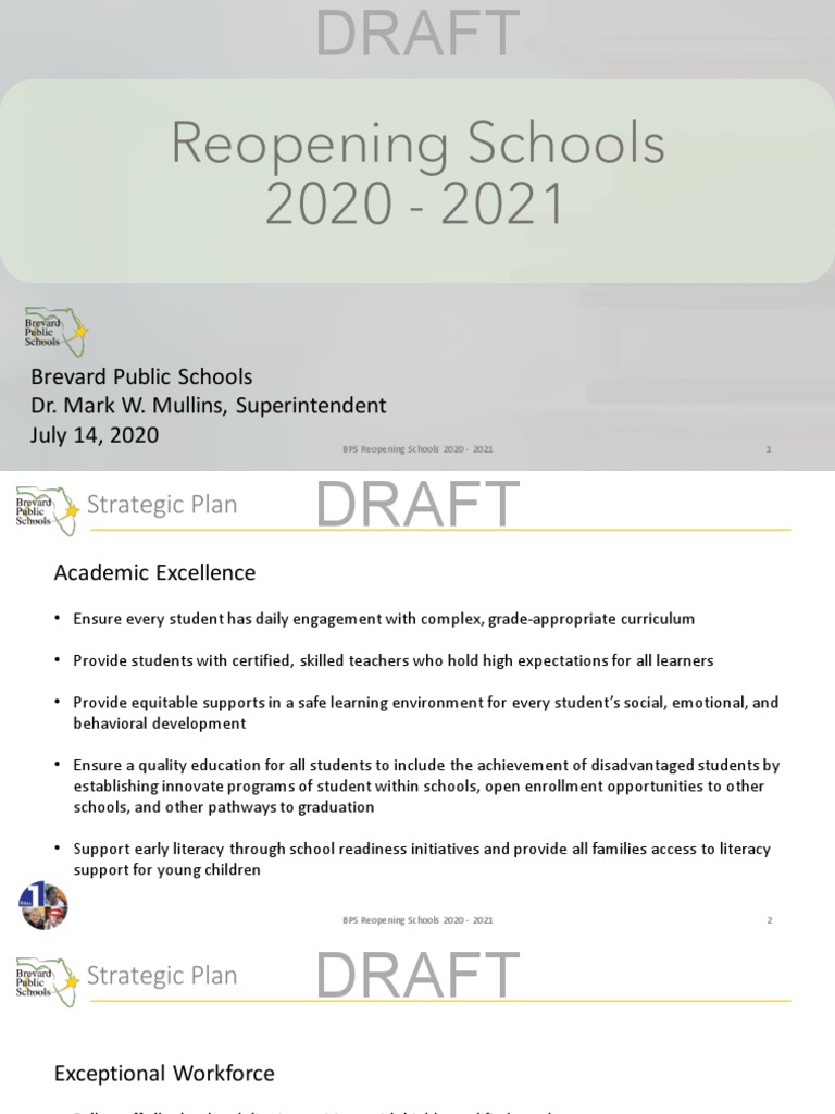 Draft Of Brevard Public Schools Reopening Individualized Education Program Educational Technology