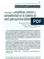 Rentas Monopólicas, Precios y Competitividad en La Cadena de Valor Petroquímica-Plástica