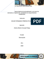 Seleccionar Los Sistemas Básicos de Automatización, Así Como Los Elementos A Implementar, Atendiendo Los Requerimientos Establecidos PDF