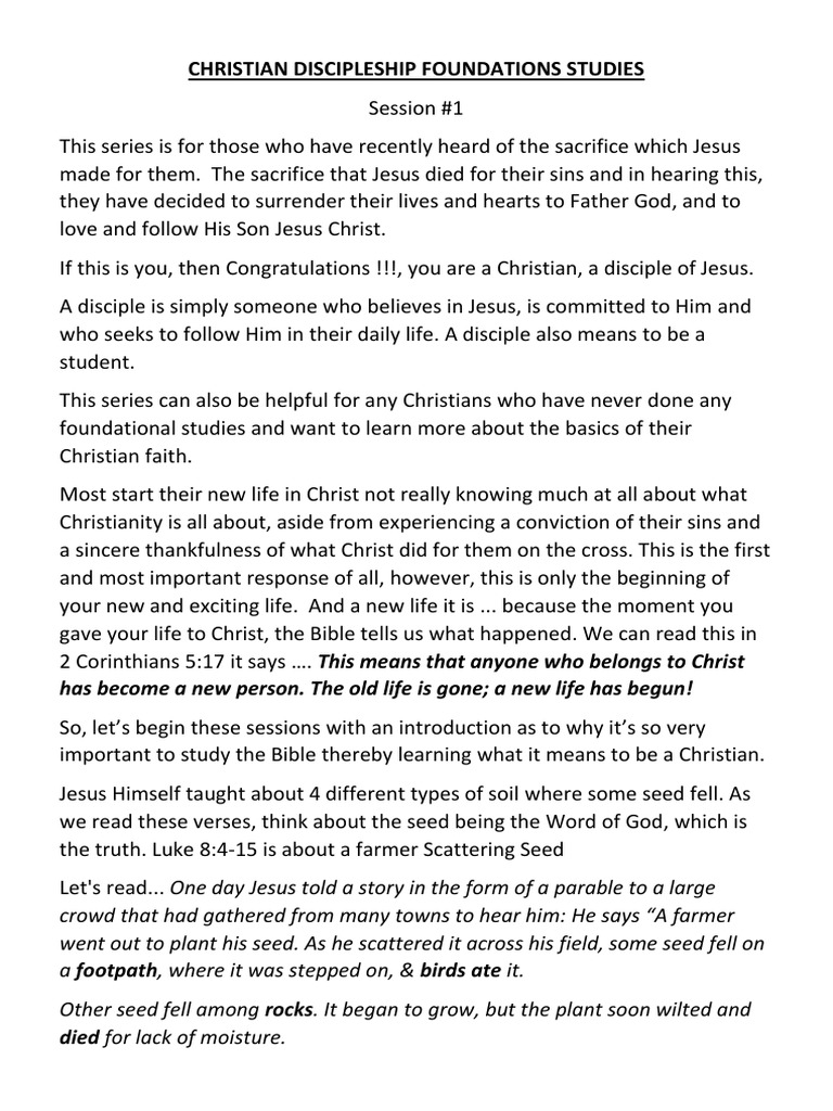 Foundations of Christian Discipleship | PDF | Disciple (Christianity ...