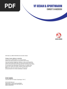 HOLDEN - VF Commodore Sedan and Wagon - 2014 - Owner Manual