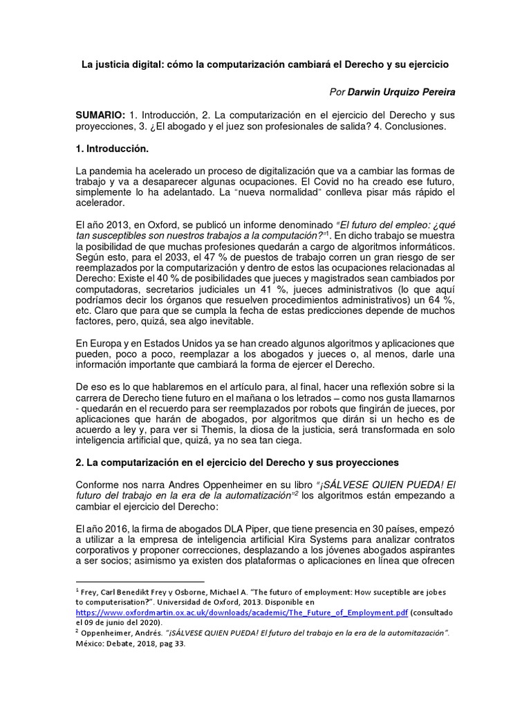 La Justicia Digital Cómo La Computarización Cambiará El Derecho y Su ...