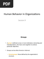 Human Behavior in Organizations: Session 9