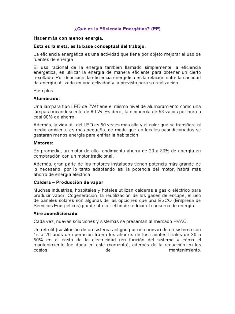 Qué Es La Eficiencia Energética | PDF | Uso eficiente de energía ...