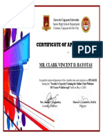 Certificate of Appreciation: Liceo de Cagayan University