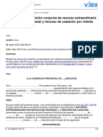 Escrito de Interposición Conjunta de Recurso Extraordinario Por Infracción Procesal y Recurso de Casación Por Interés Casacional