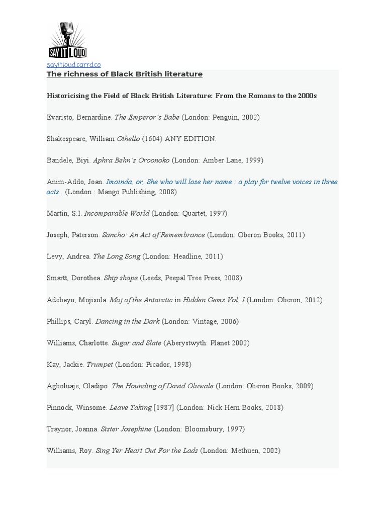 A Guide To Black British Writing | PDF