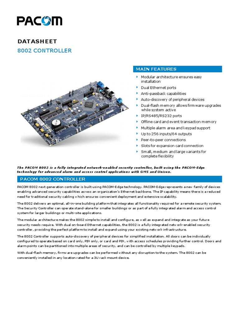 PACOM 8002 Intelligent Controller Datasheet | PDF | Power Supply ...