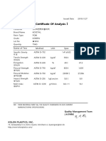 【 Certificate Of Analysis 】: Name of Test Method Unit Spec Result