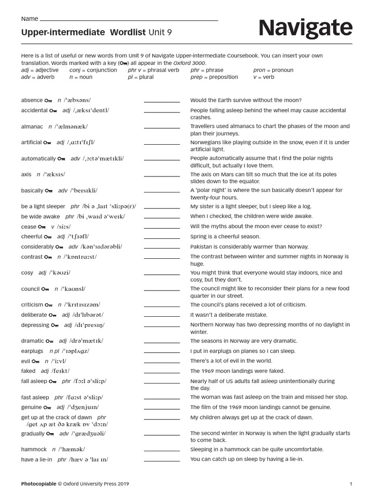Navigate Upper-Intermediate Wordlist Unit 9 PDF | PDF | Verb | Morphology