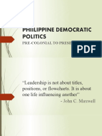 Phiilippine Democratic Politics: Pre-Colonial To Present