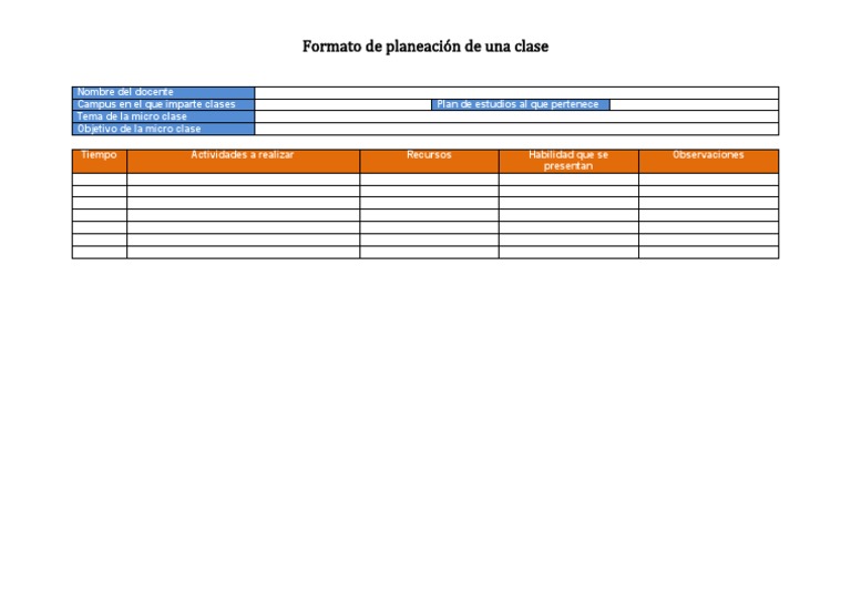 Formato de Planeación de Clase | PDF