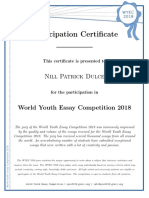 Participation Certificate: Nill Patrick Dulce