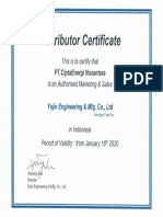 certificate_CEN as agent Yujin engineering