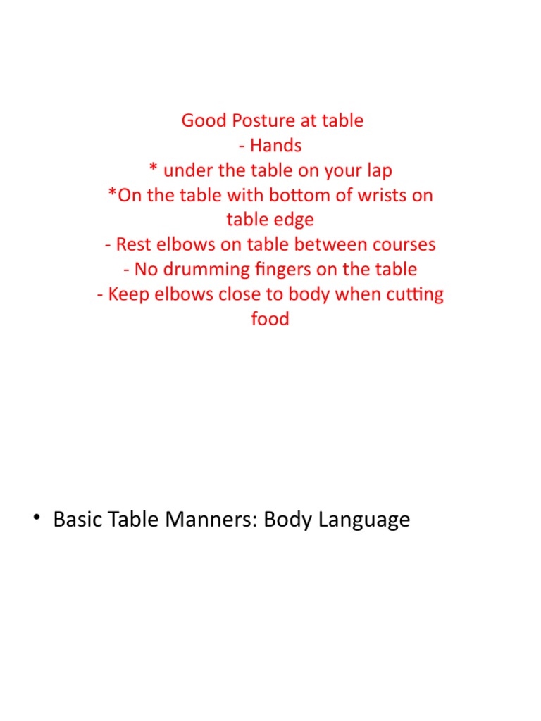 Table Manners PDF Food And Drink Meal
