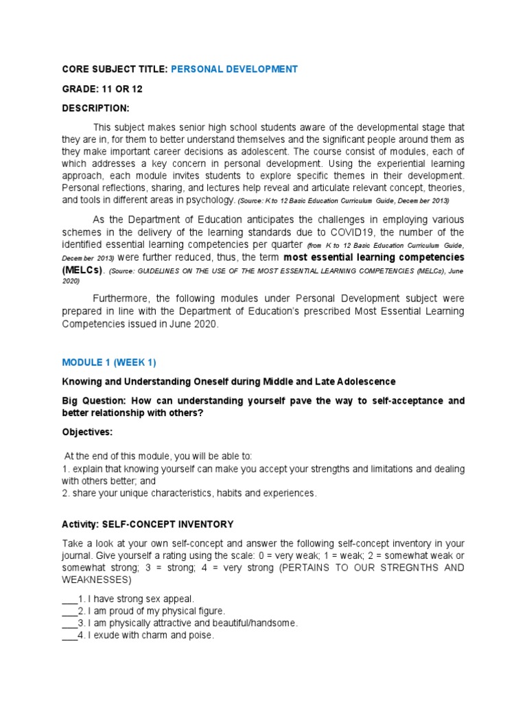 Understanding Self for Personal Growth | PDF | Developmental Psychology ...
