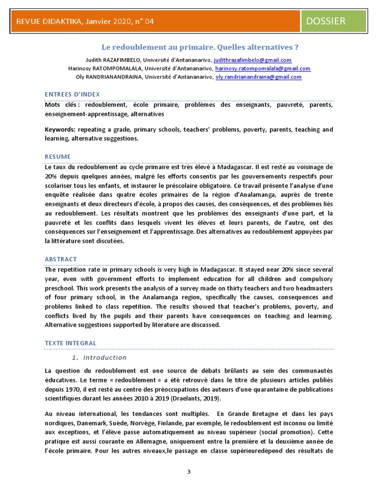 Alternatives au redoublement primaire | PDF | Écoles | Pédagogie