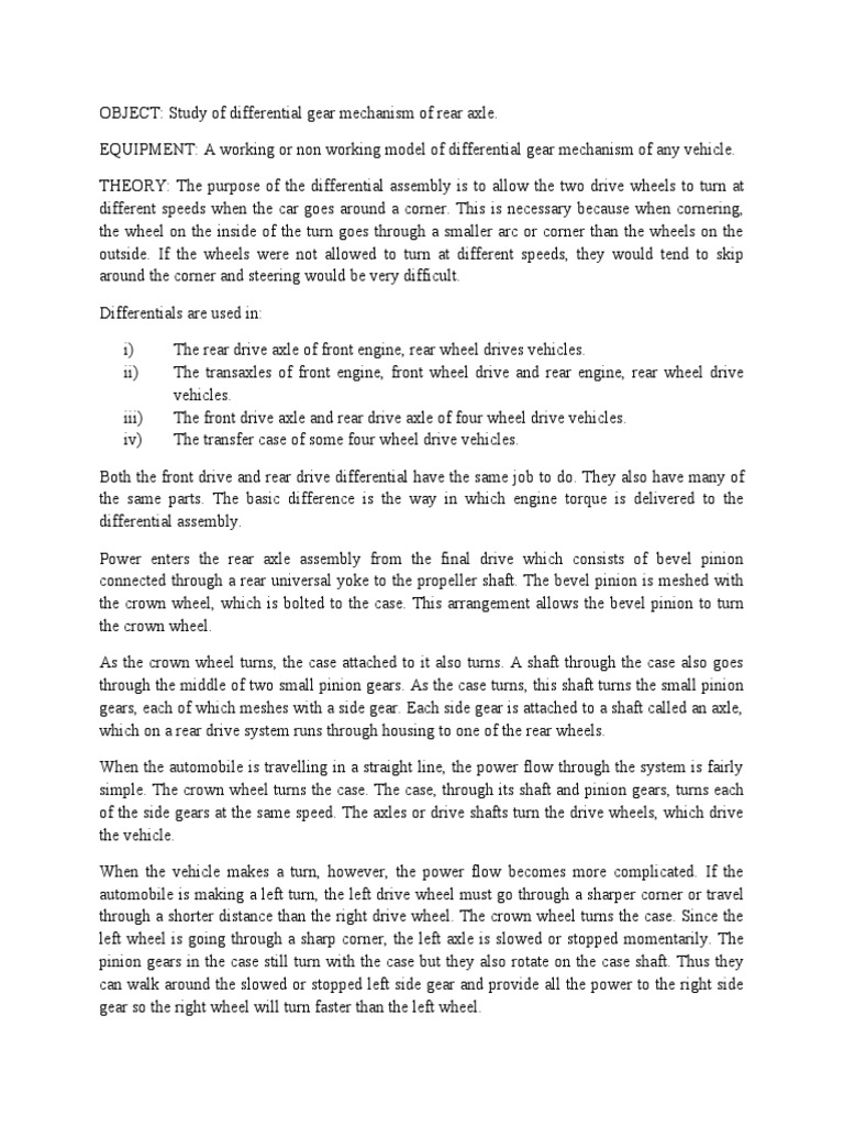 Differential Gearbox PDF Axle Gear