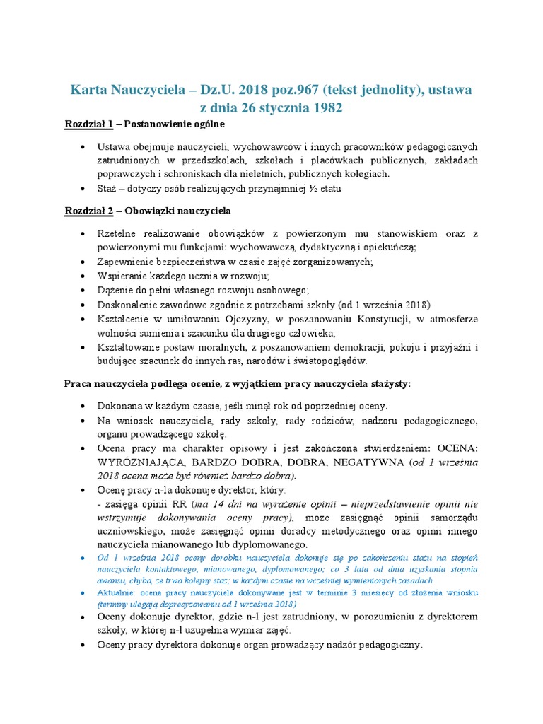 Karta Nauczyciela Z 26 Stycznia 1982