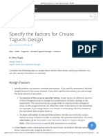 Specify The Factors For Create Taguchi Design - Minitab PDF