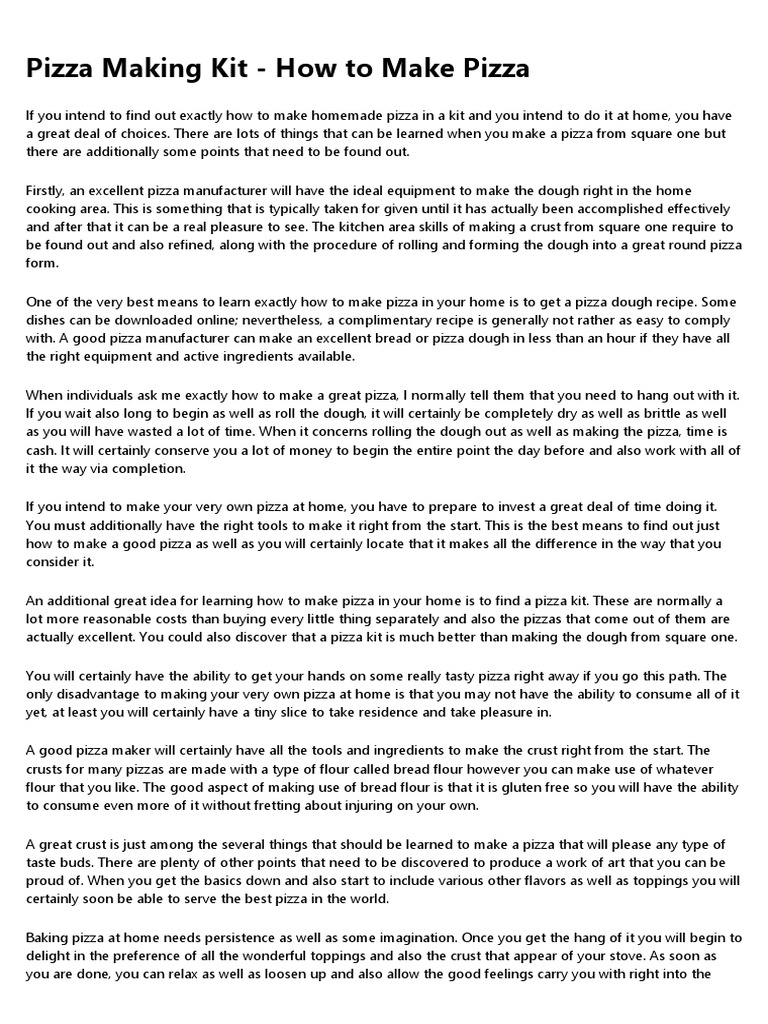 Pizza Making Kit How To Make Pizza PDF