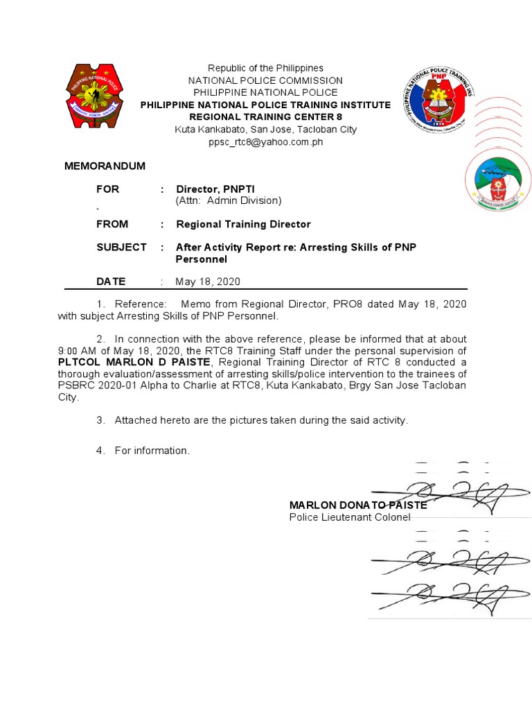 Philippine National Police Training Institute Regional Training Center ...