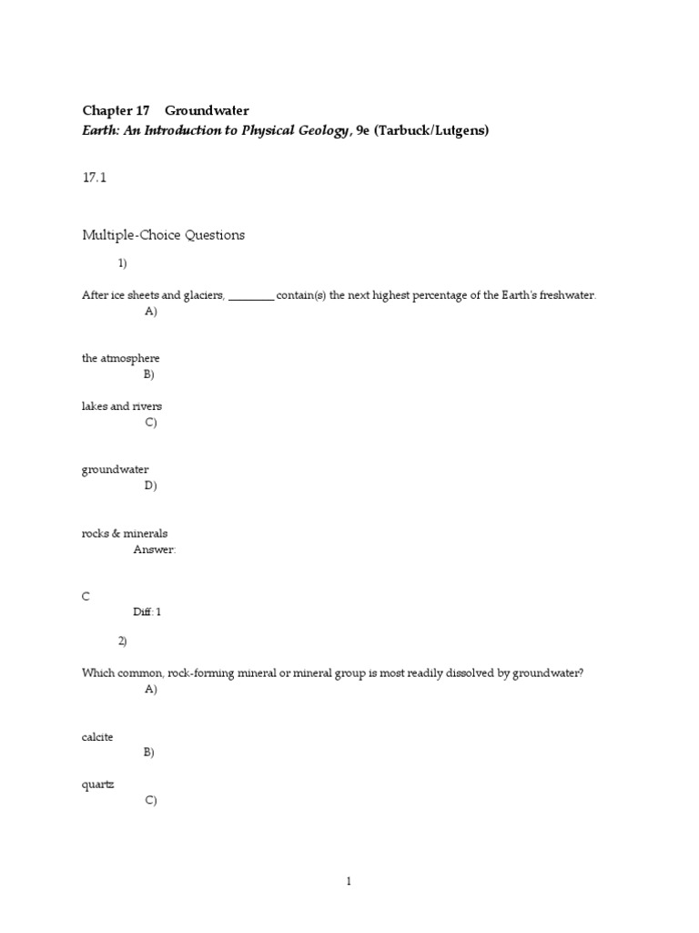 Groundwater Quiz | Download Free PDF | Aquifer | Groundwater
