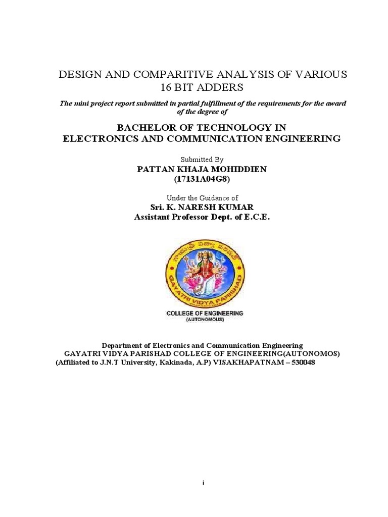 16-Bit Adders: Design & Analysis | PDF | Electronic Engineering ...