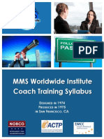 MMS Worldwide Institute Coach Training Syllabus: D 1974 P 1975 S F, Ca