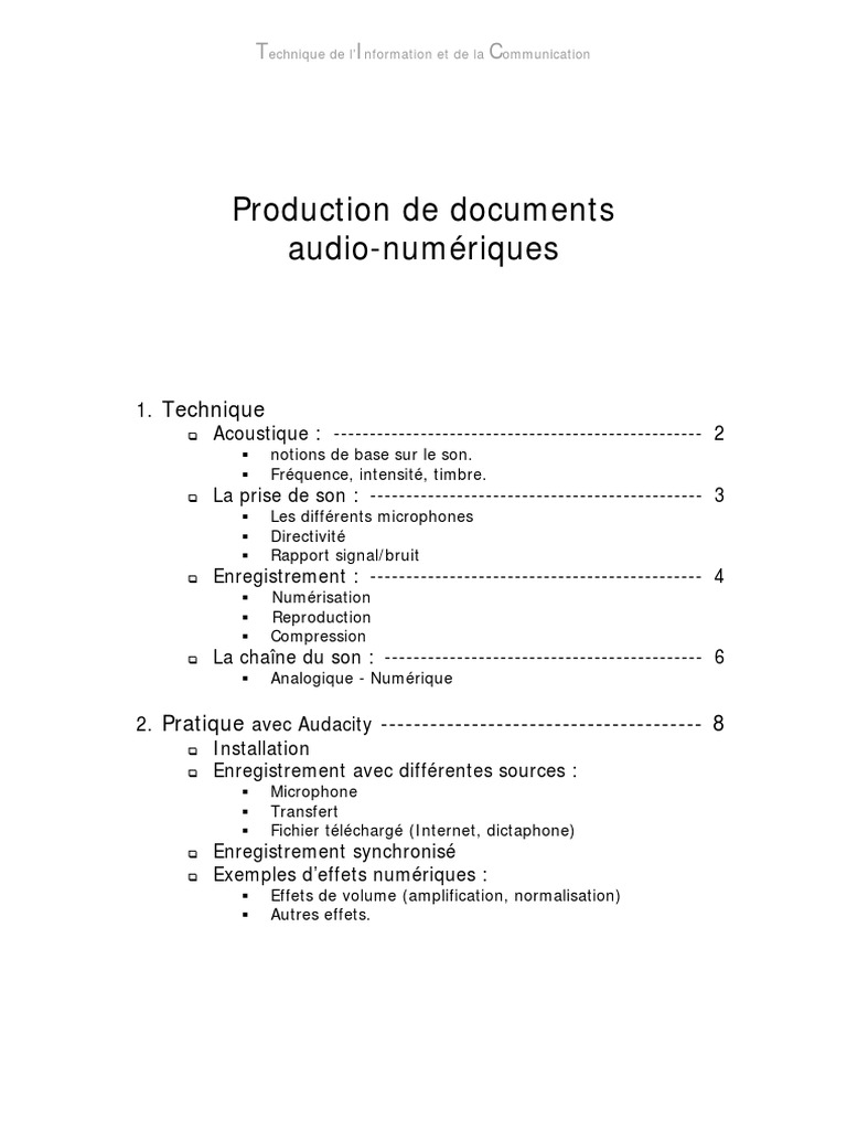 Production de Documents Audio-Numériques | PDF | Reproduction et ...