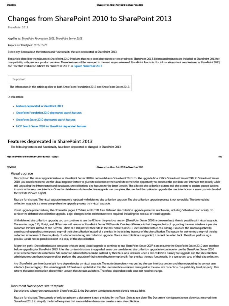 Changes From SharePoint 2010 To SharePoint 2013 | PDF | Share Point ...