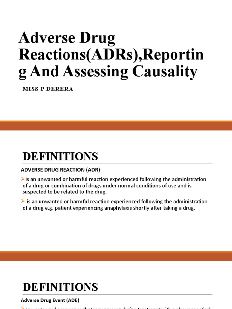 ADRs, Reporting and Causality Assessment | PDF | Pharmacology | Health ...