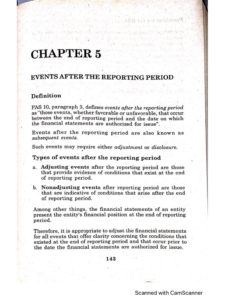 Chapter 5 Events After The Reporting Per | PDF