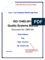 ISO 13485:2016 Quality Systems Manual: Document No. QMD-001