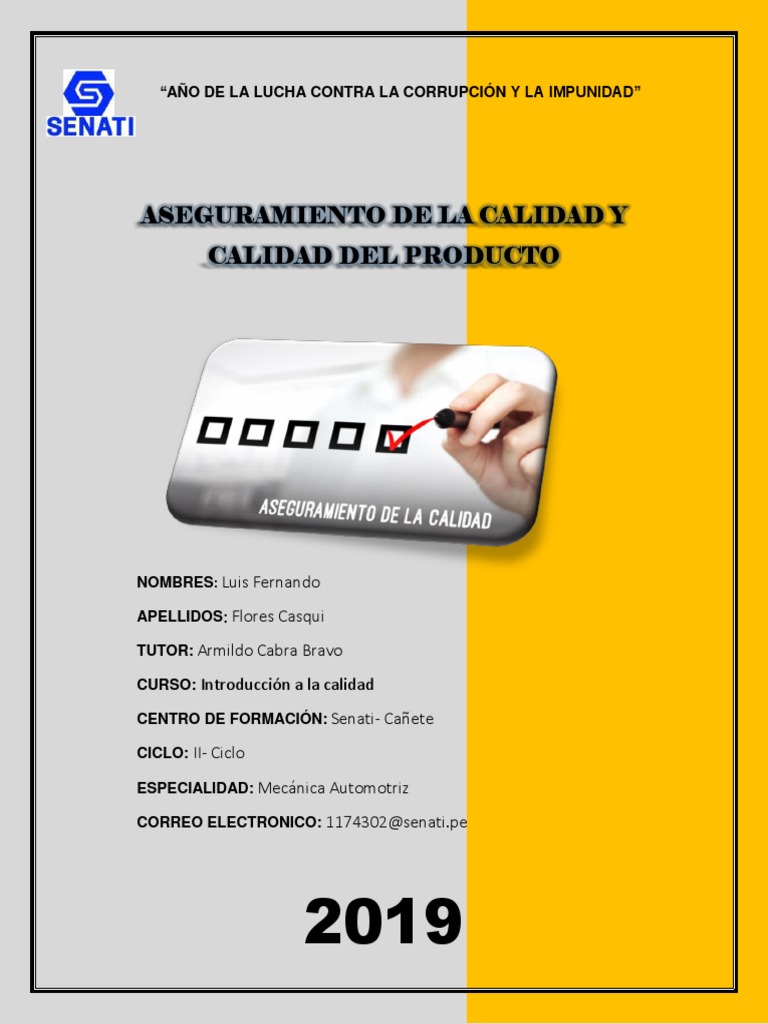 Aseguramiento de la Calidad en Senati | PDF | Calidad (comercial ...