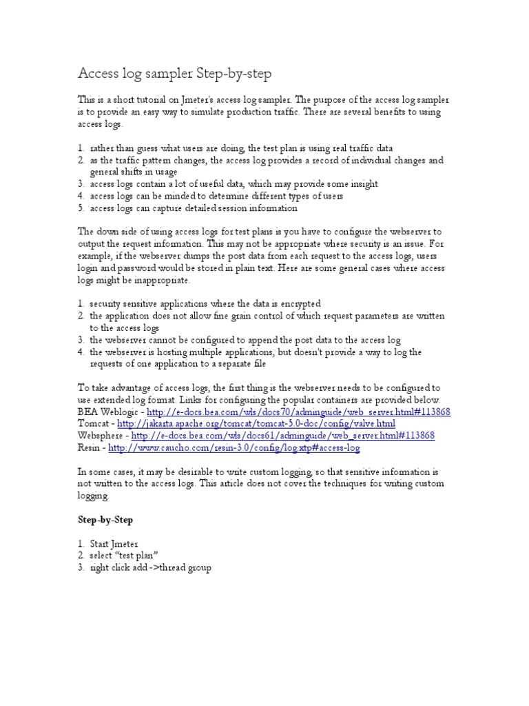 JMeter Access Log Sampler Guide | PDF