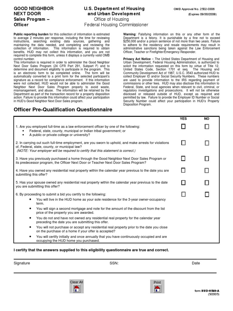 Good Neighbor Next Door Eligibility Form | PDF | United States Code ...