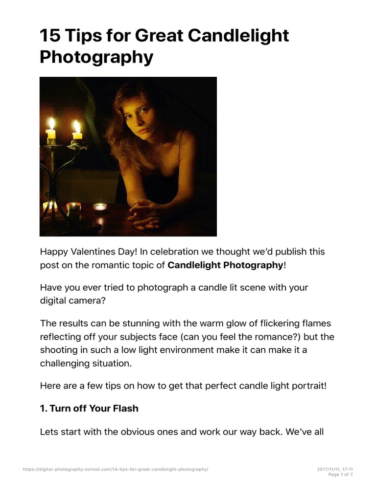 Tips for Stunning Candlelight Photography | PDF | Shutter Speed | Aperture
