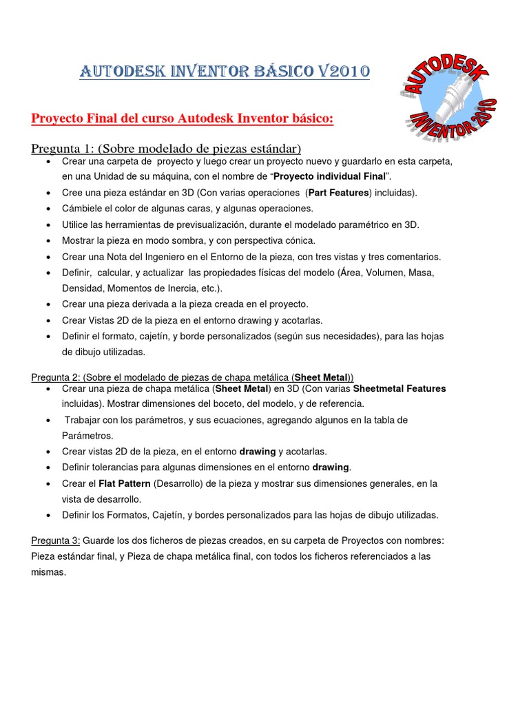 Proyecto Final en Autodesk Inventor | PDF