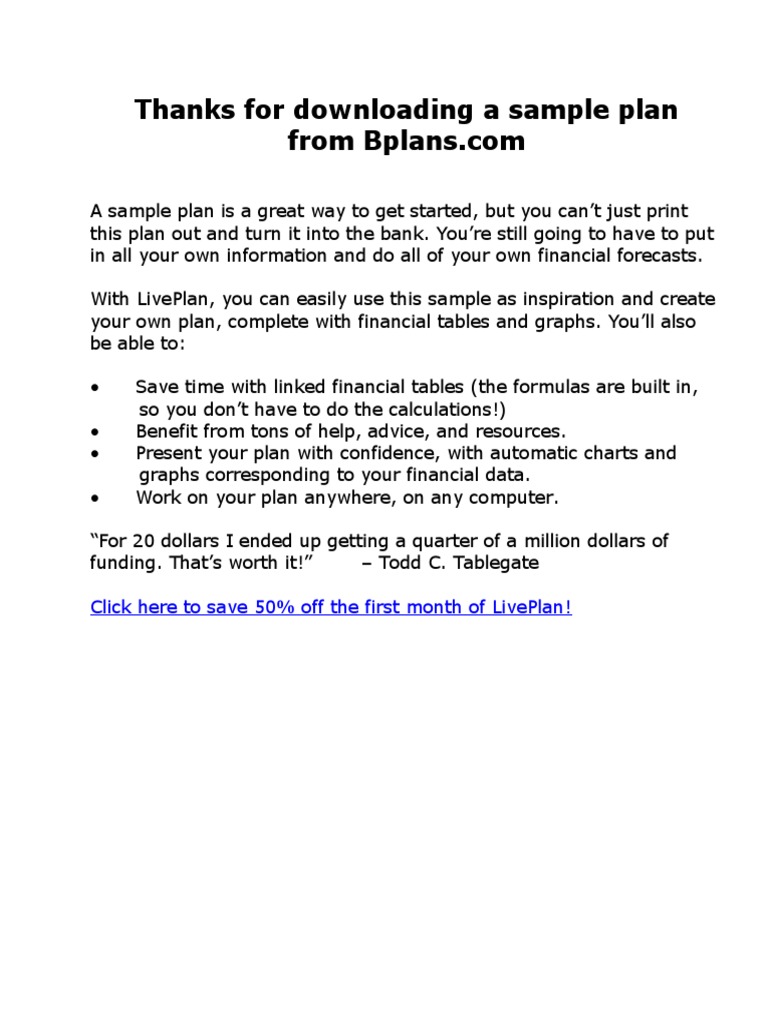 Thanks For Downloading A Sample Plan: Click Here To Save 50% Off The ...