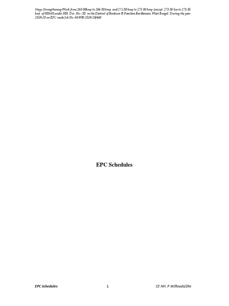 EPC Schedules NH60 | PDF | Road | Road Surface