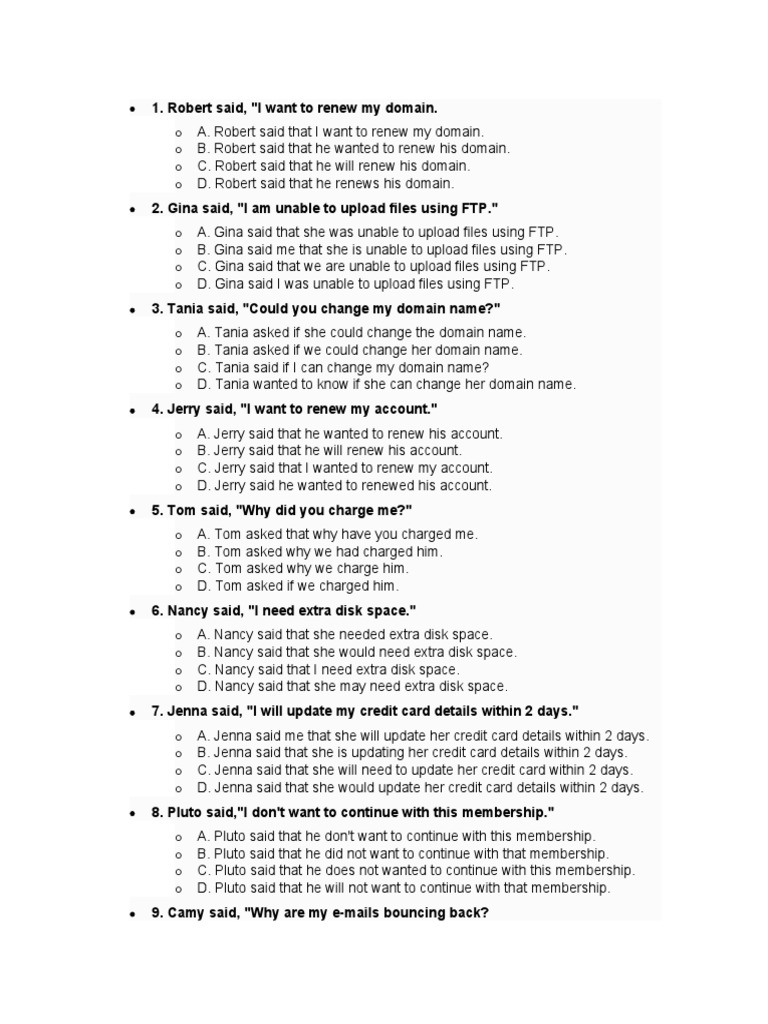 Reported Speech Exam 11th | PDF | Computing | Computing And Information ...
