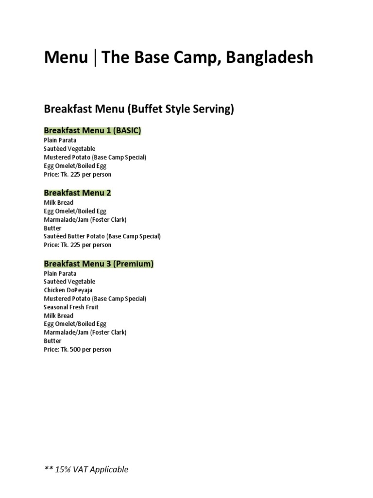Food Menu | PDF