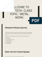 Wellcome To Basic Tech. Class Topic: Metal Work