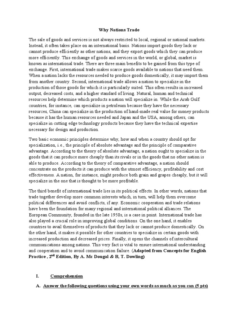 Why Nations Trade Pdf Resource Trade