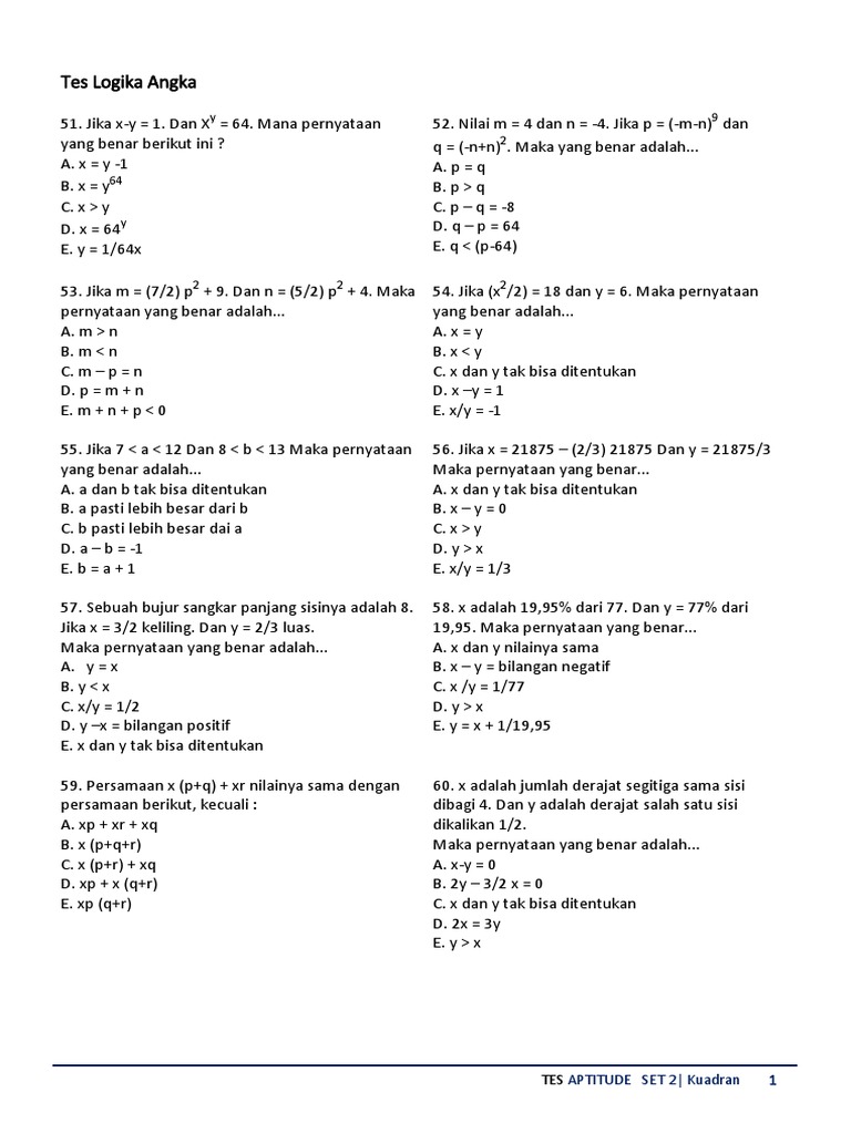 Tes Logika Angka dan Cerita | PDF